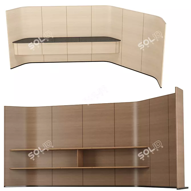 Elegant Dual Module Office Divider 3D model image 4