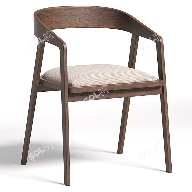 Rustic Wooden Dining Chair 3D model image 1