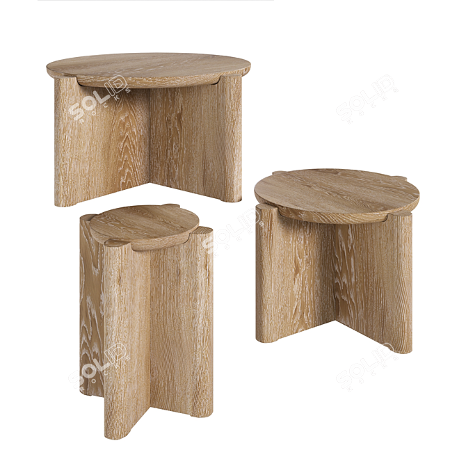 Pebble Set of Three Tables 3D model image 1