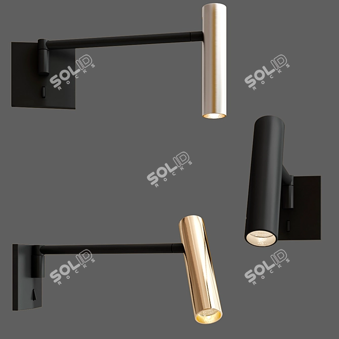 Adjustable Aluminium LED Wall Lamp 3D model image 3