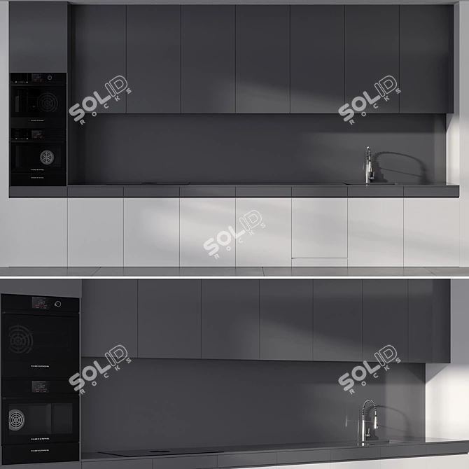 Elegant Modular Kitchen Set 3D model image 2