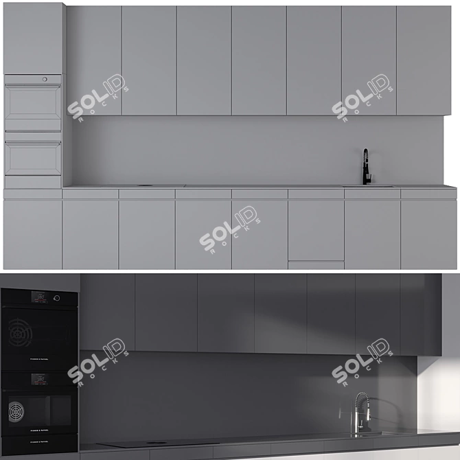 Elegant Modular Kitchen Set 3D model image 6