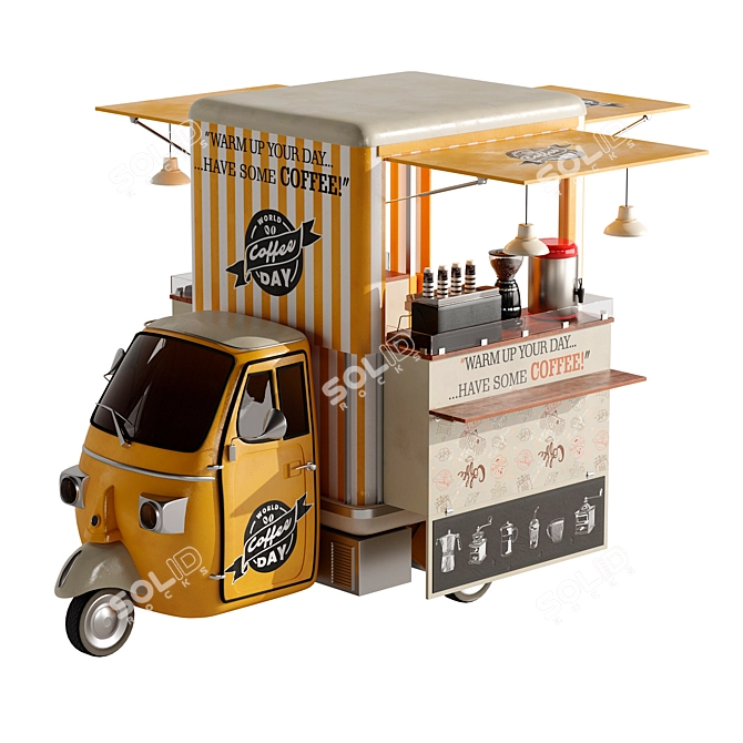 PA Yellow Coffee Truck Model 3D model image 1