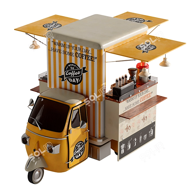 PA Yellow Coffee Truck Model 3D model image 3