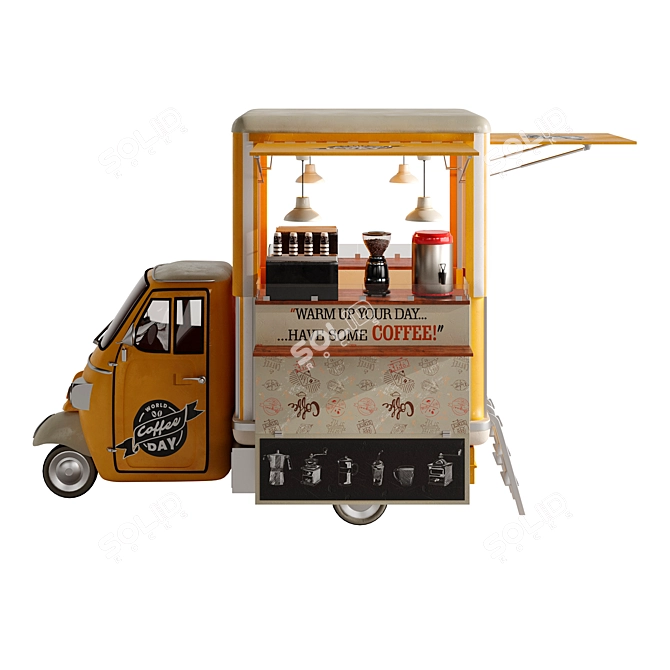 PA Yellow Coffee Truck Model 3D model image 4