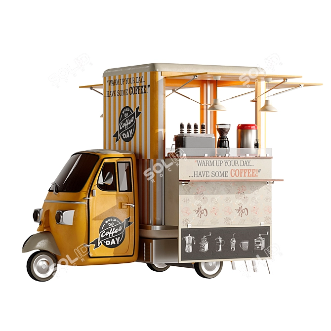 PA Yellow Coffee Truck Model 3D model image 7