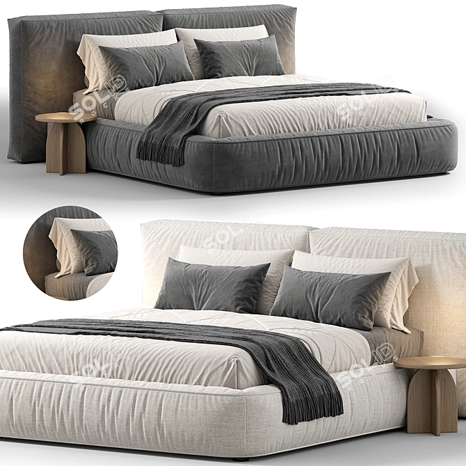  Luxurious Bonaldo Fluff Bed 3D model image 1