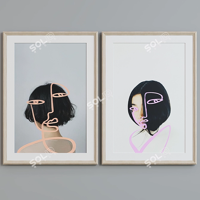 Modern Art Portrait Frame Set 3D model image 2