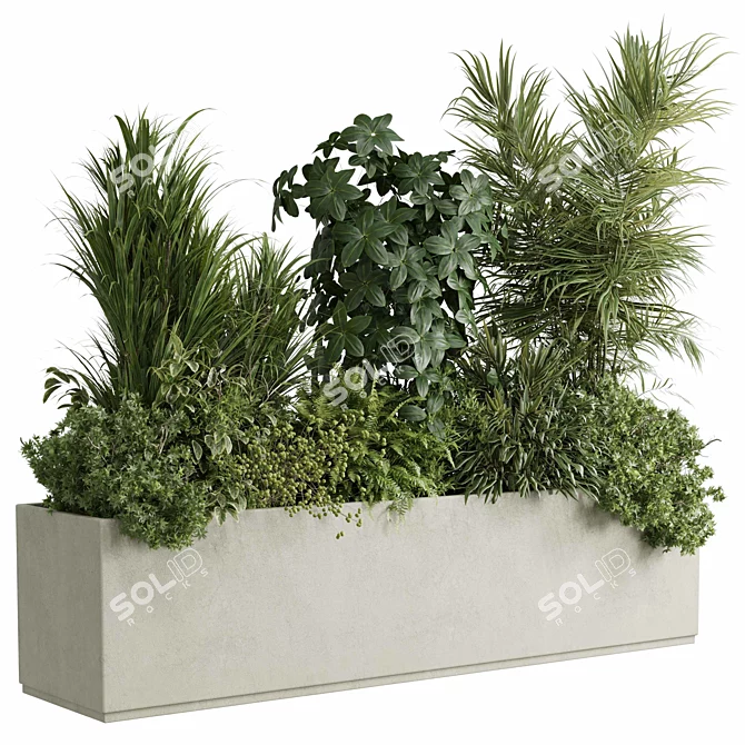 Concrete Box Plant Stand Set 3D model image 1