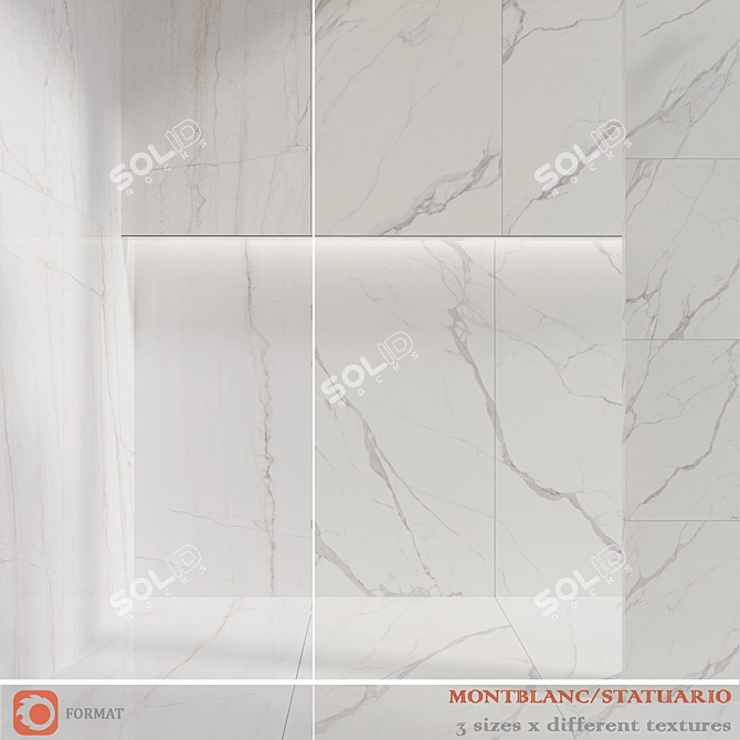 Granite Texture Montblanc Statuario 3D model image 1