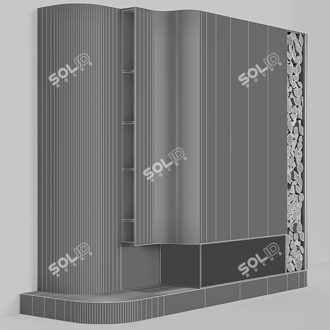 Modern Fireplace with Built-In Shelf 3D model image 3