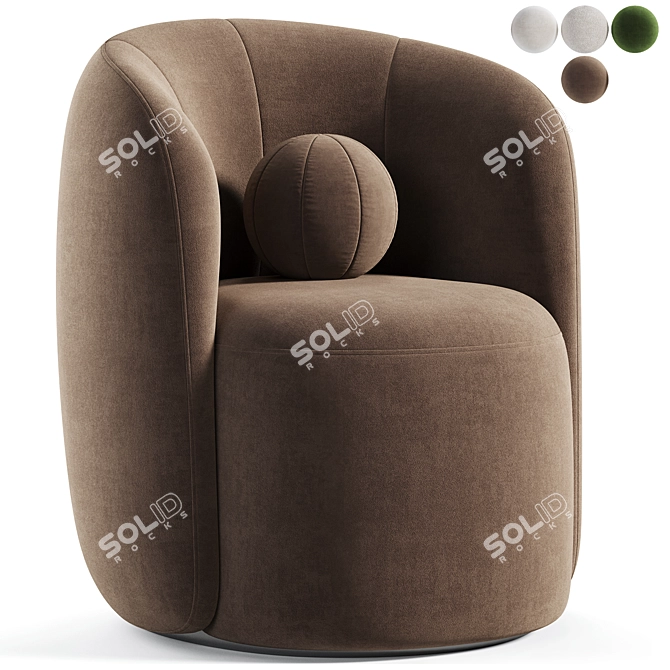 Manic Textile Brown Armchair - Modern and Stylish 3D model image 2