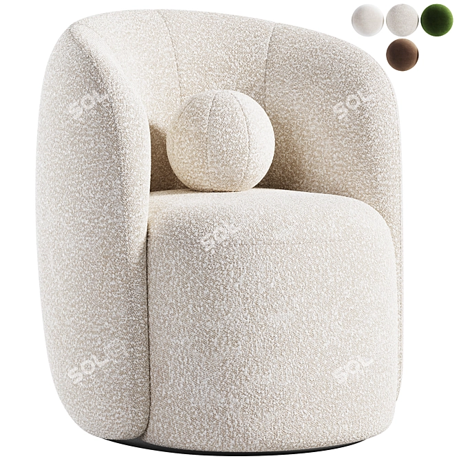 Manic Textile Brown Armchair - Modern and Stylish 3D model image 4