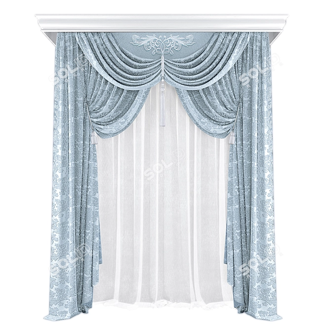 Polyester Curtains 3D Rendered Texture 3D model image 1