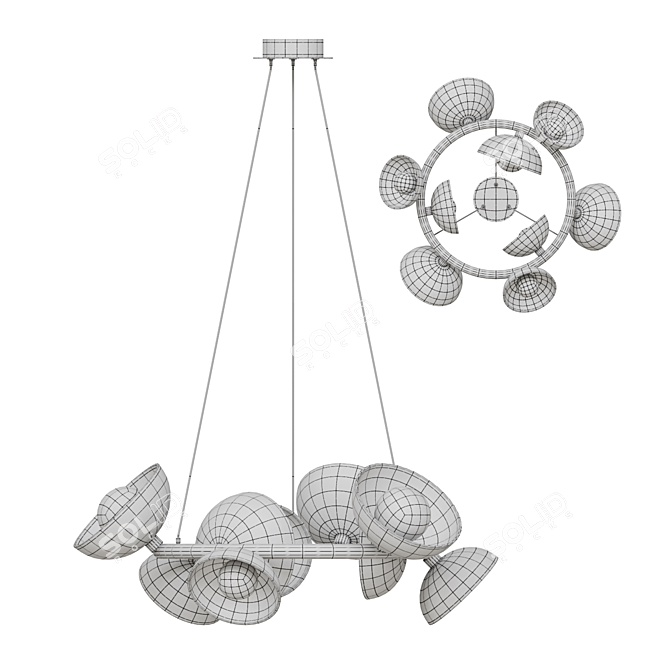 Handcrafted LED Dome Chandelier 3D model image 4