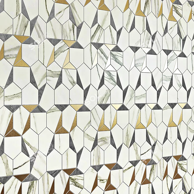 Luxury Gold Hex Calacatta Tile 3D model image 1