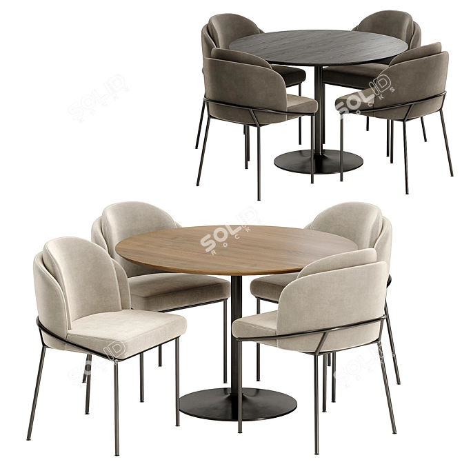 Sleek Angelo Chair & Anderson Table 3D model image 1