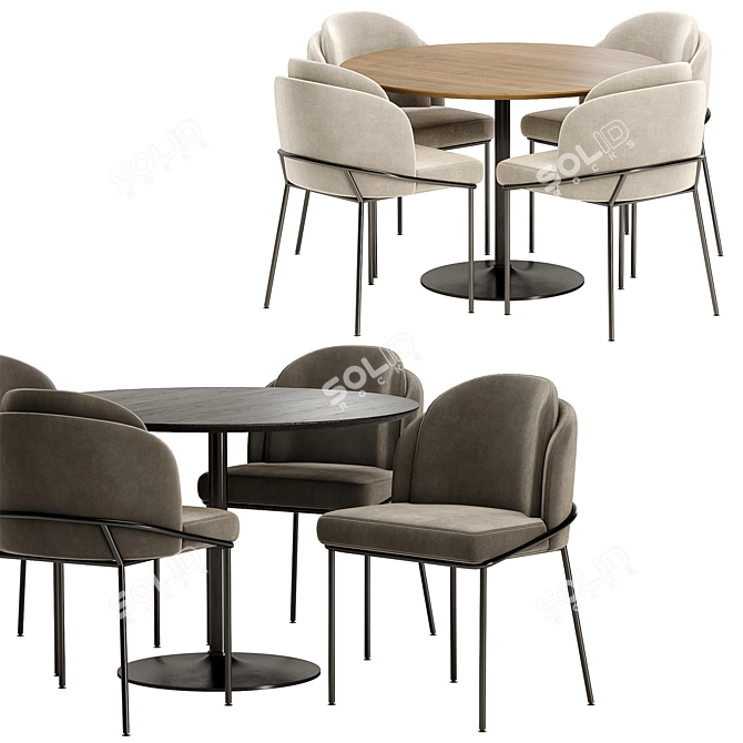 Sleek Angelo Chair & Anderson Table 3D model image 2