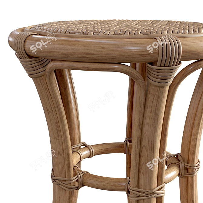 Artisanal Rattan Triplet Stool 3D model image 4