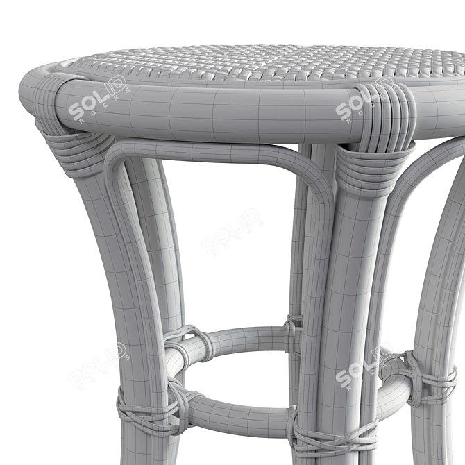 Artisanal Rattan Triplet Stool 3D model image 5