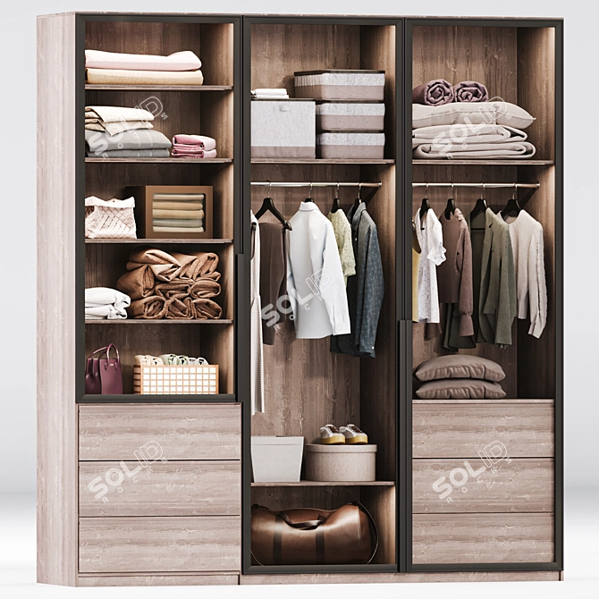 Modern Wardrobe Composition with PAX Fillings 3D model image 1