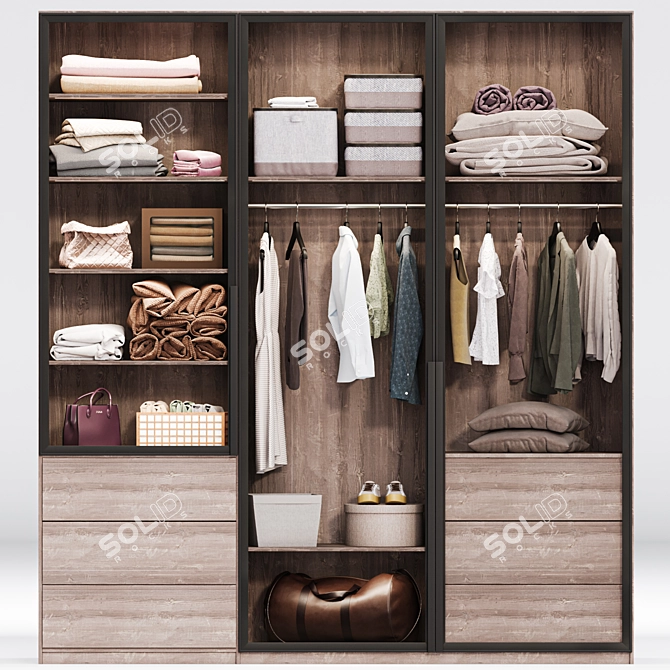 Modern Wardrobe Composition with PAX Fillings 3D model image 2