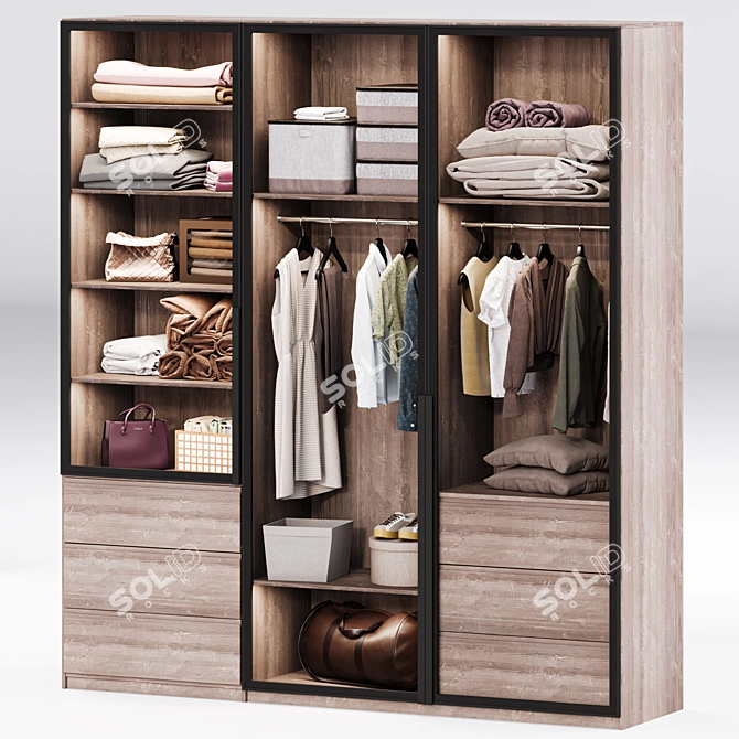 Modern Wardrobe Composition with PAX Fillings 3D model image 3