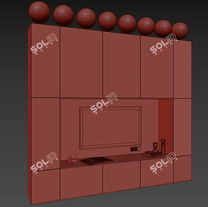 Nature Stone & Wood TV Wall 3D model image 7