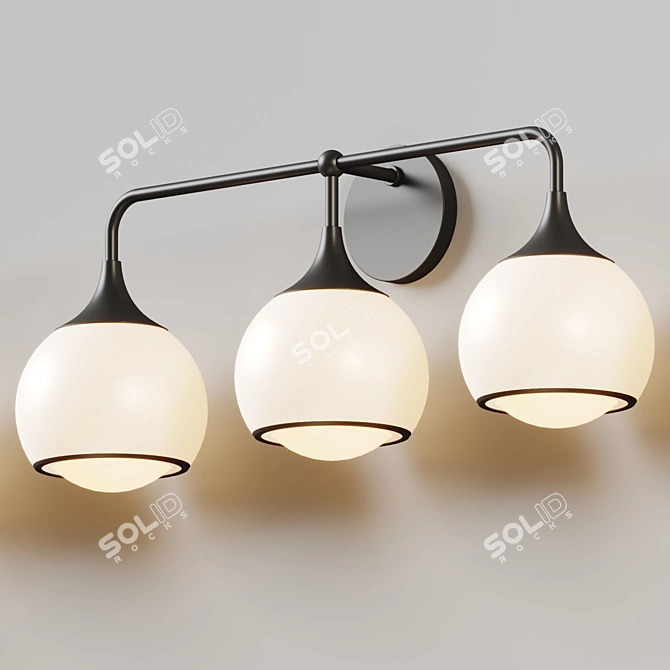 Triple Glass Vanity Light 3D model image 2