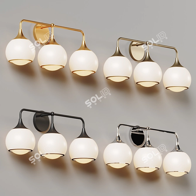 Triple Glass Vanity Light 3D model image 4