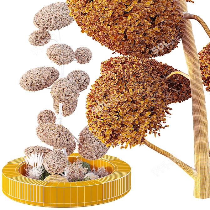 Urban Green Plant Bench Set 3D model image 6