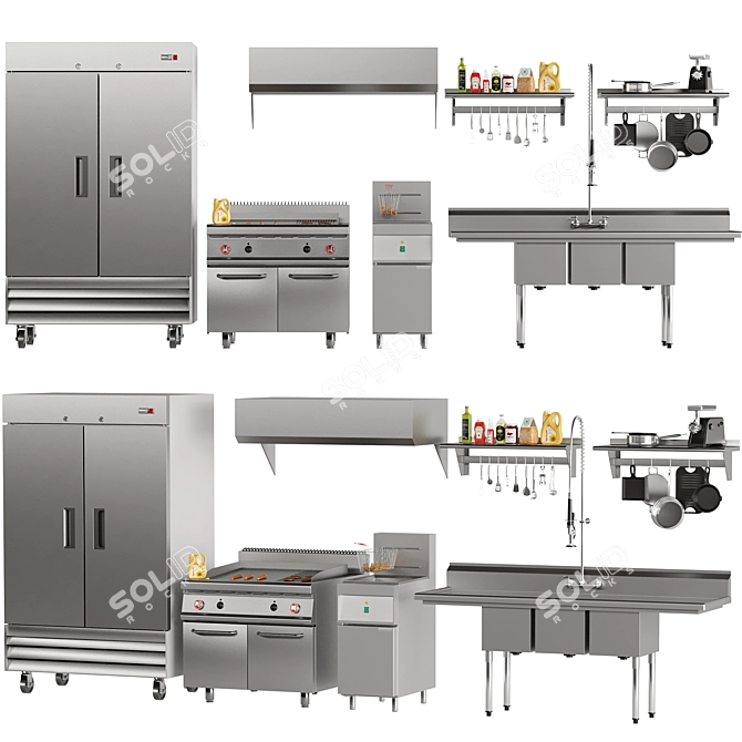 Commercial Kitchen Equipment Set 3D model image 2