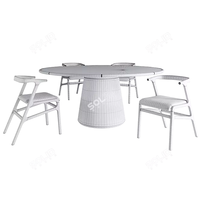 Mid-Century Leather Dining Set 3D model image 3