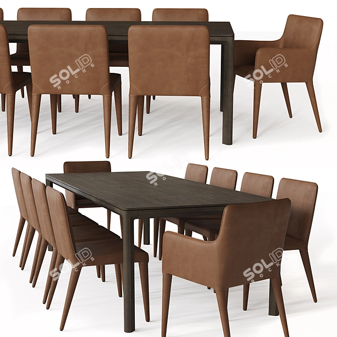 Padua Rectangular Dining Table Set 3D model image 2