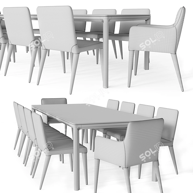 Padua Rectangular Dining Table Set 3D model image 3