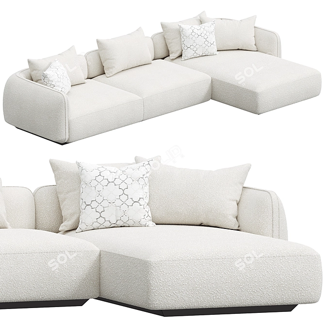 Luxury Modern Naxos Corner Sofa 3D model image 1