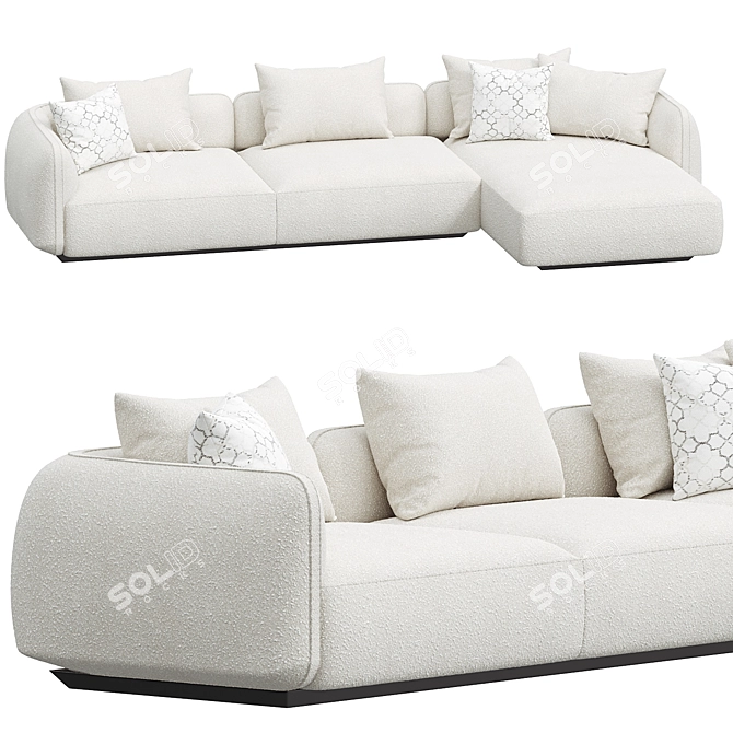 Luxury Modern Naxos Corner Sofa 3D model image 2