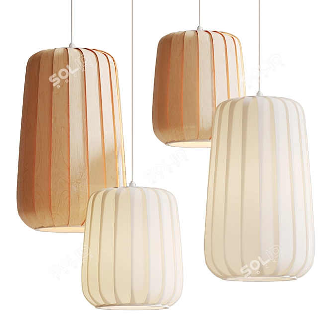 Elegant Glass and Wood Lamp 3D model image 1