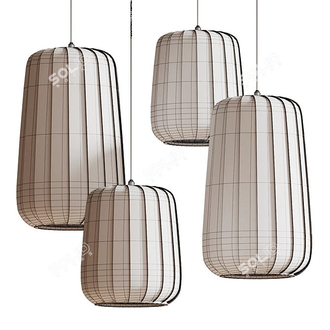 Elegant Glass and Wood Lamp 3D model image 3