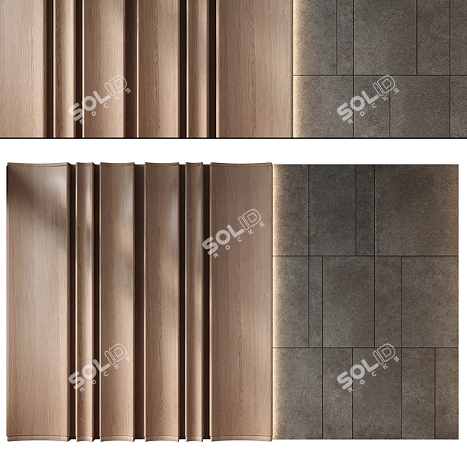 Rustic Wood Wall Panels 3D model image 1