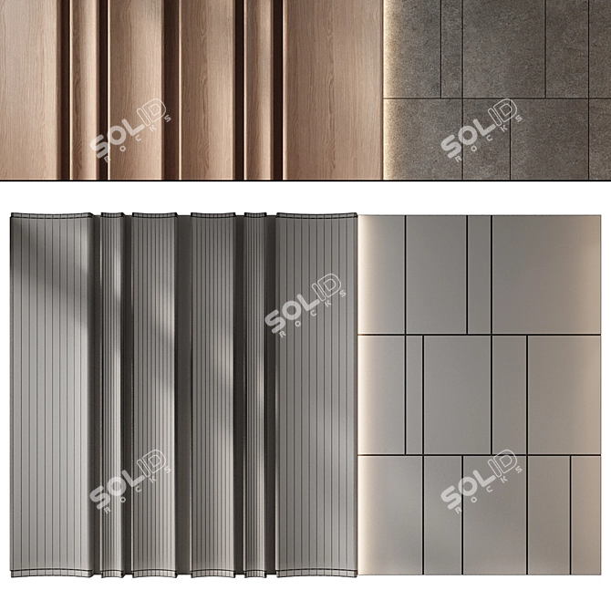 Rustic Wood Wall Panels 3D model image 2