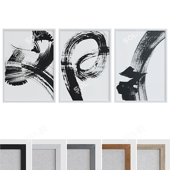 Modern Abstract Picture Frames Set 3D model image 1