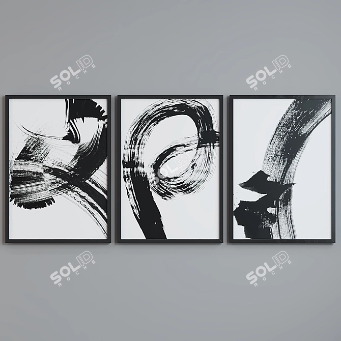 Modern Abstract Picture Frames Set 3D model image 2