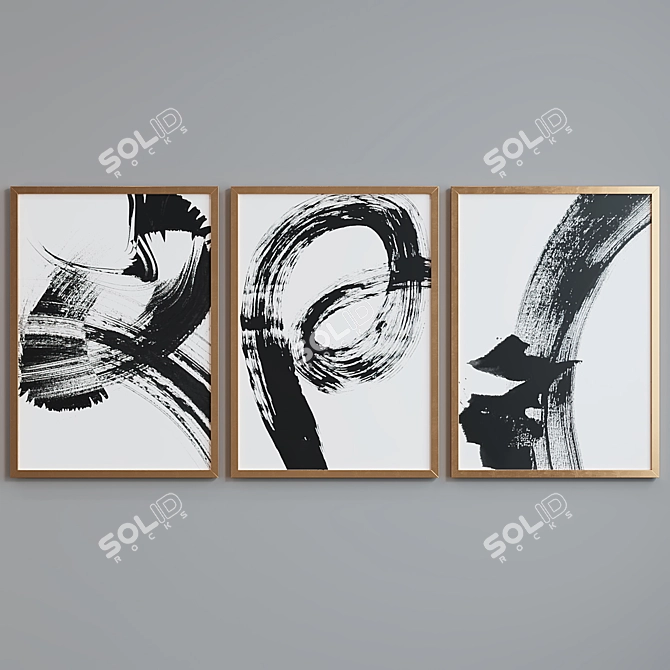 Modern Abstract Picture Frames Set 3D model image 5