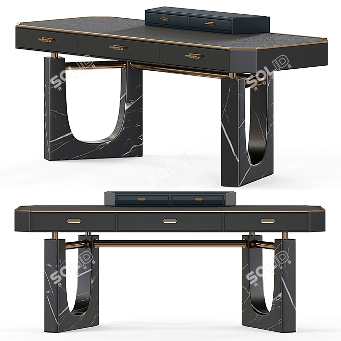 Modern Executive Lincoln Desk - 2015 3D model image 2