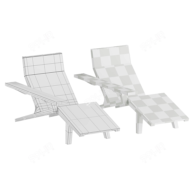 Modern Elegant Liberty Lounger Chaise 3D model image 3