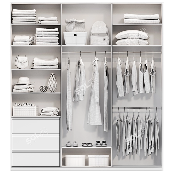 Modern Wardrobe Set with PAX Fillings 3D model image 5