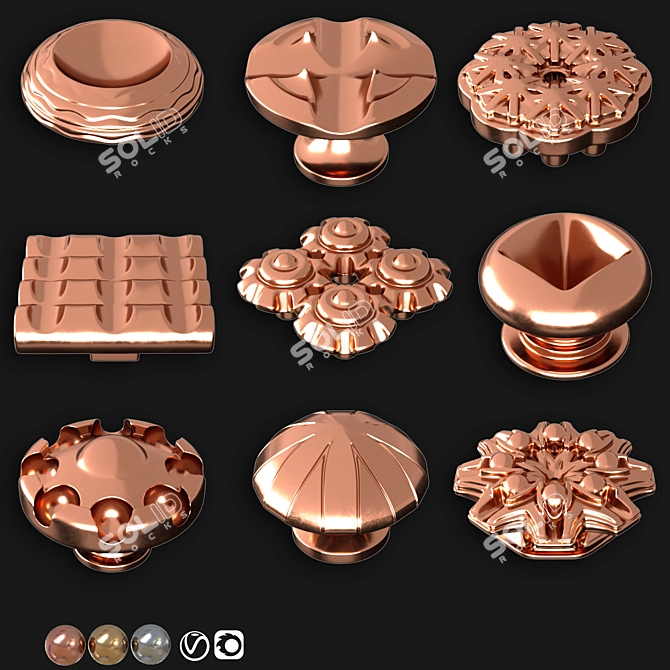 Modern Door Knob Collection 3D model image 2