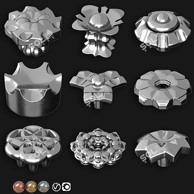 Elegant Door Knobs Collection 0028 3D model image 5