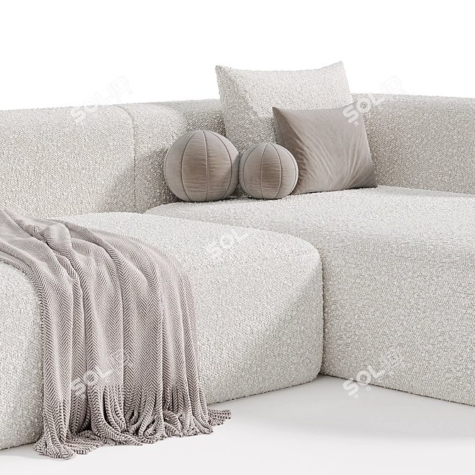 Plush Velvet Acanva Sectional Sofa 3D model image 3